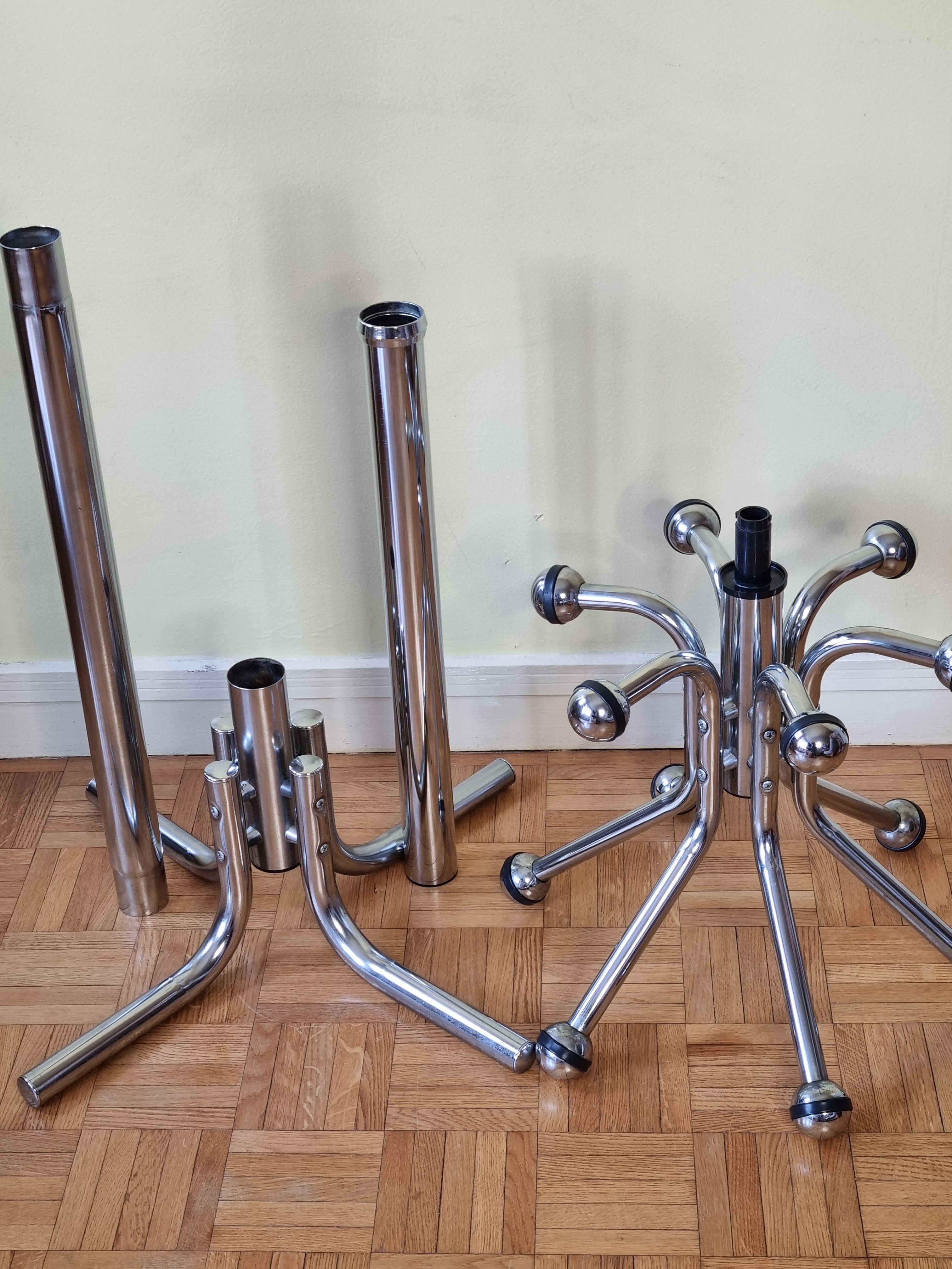 Vintage chrome metal coat rack, 70s-80s
