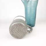 Hadeland Glass pitcher by Willy Johansson, pewter holder, vintage