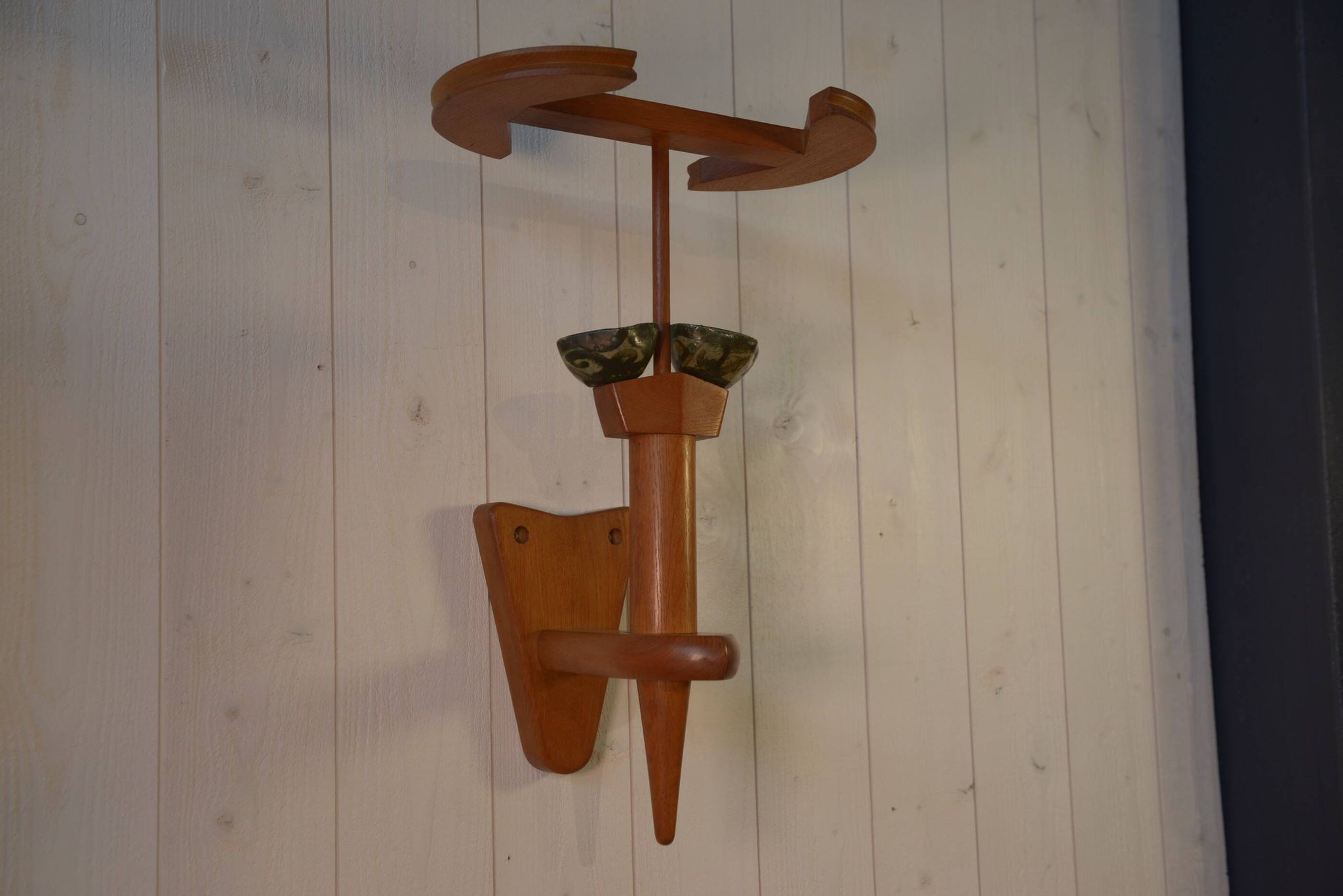 Solid oak wall light by Guillerme and Chambron