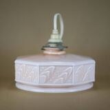 Art deco pink opaline pendant light, opaline glass globe, opaline lampshade, ceiling lamp