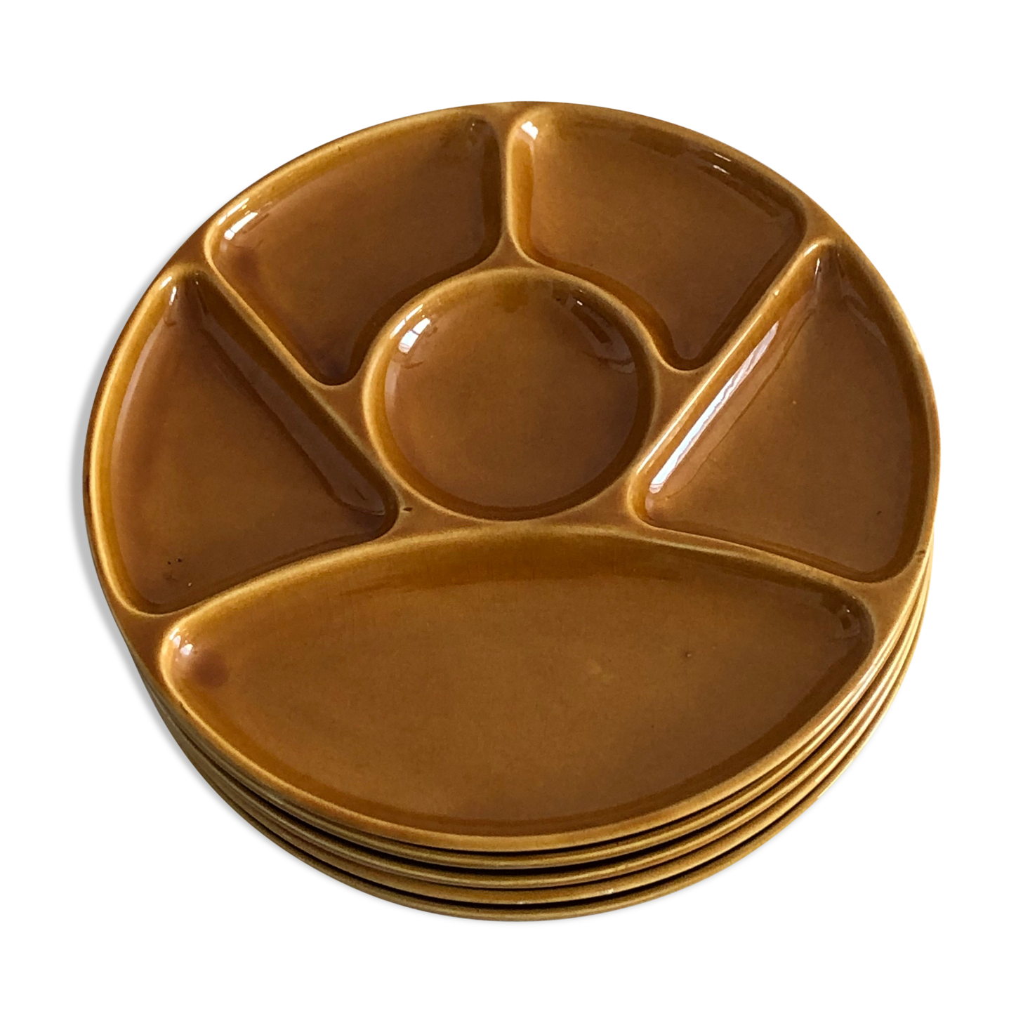 Lot Gien fondue plates