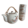 Service à thé chinoise avec théière et 5 tasses vintage