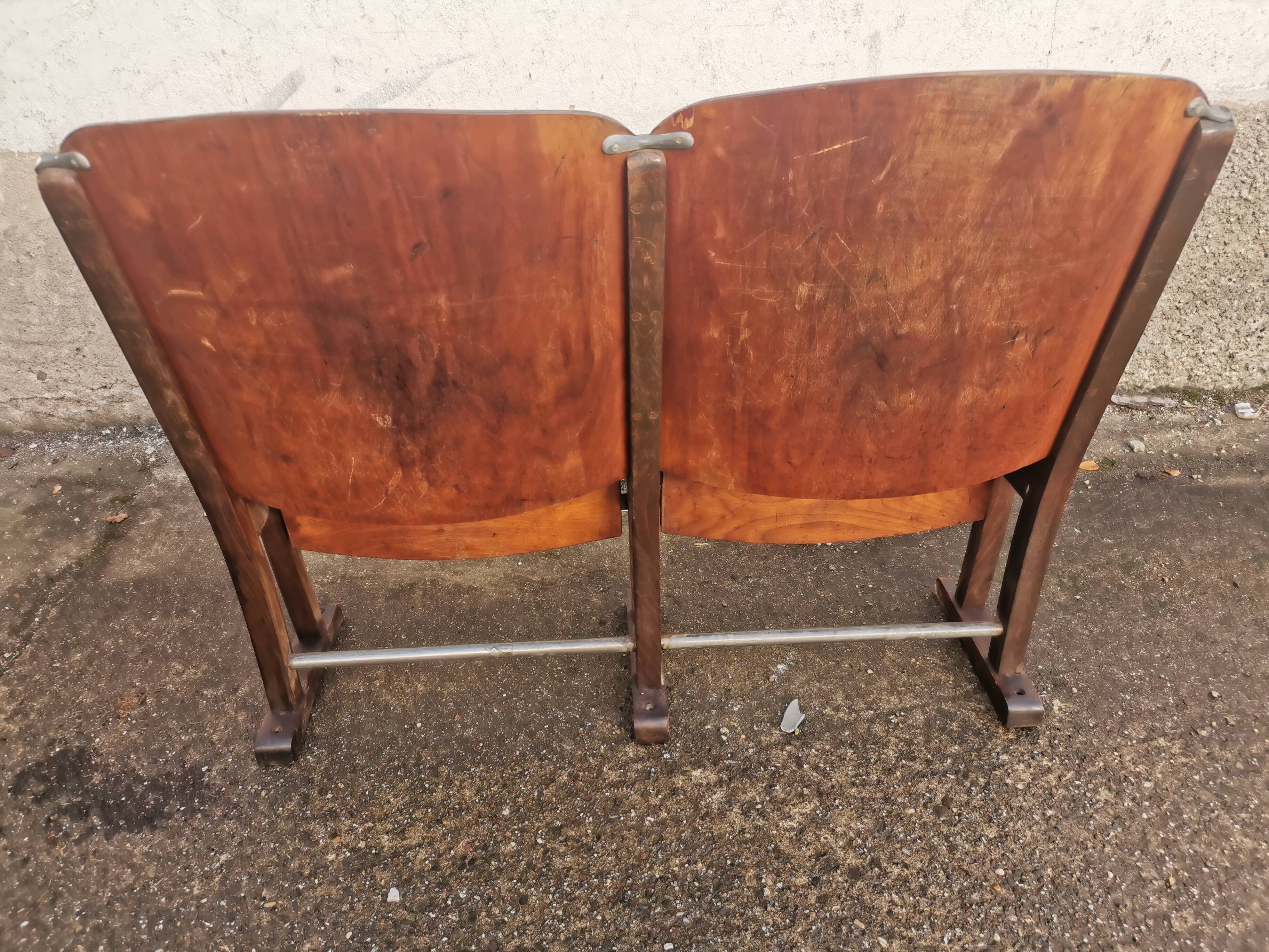 Two-seater strapontin cinema bench 1920/1930