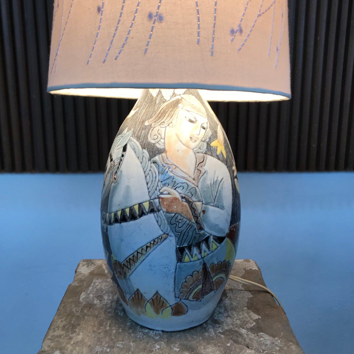 Swedish glazed ceramic table lamp by Marian Zawadzki for Tilgmans Keramik, 1957