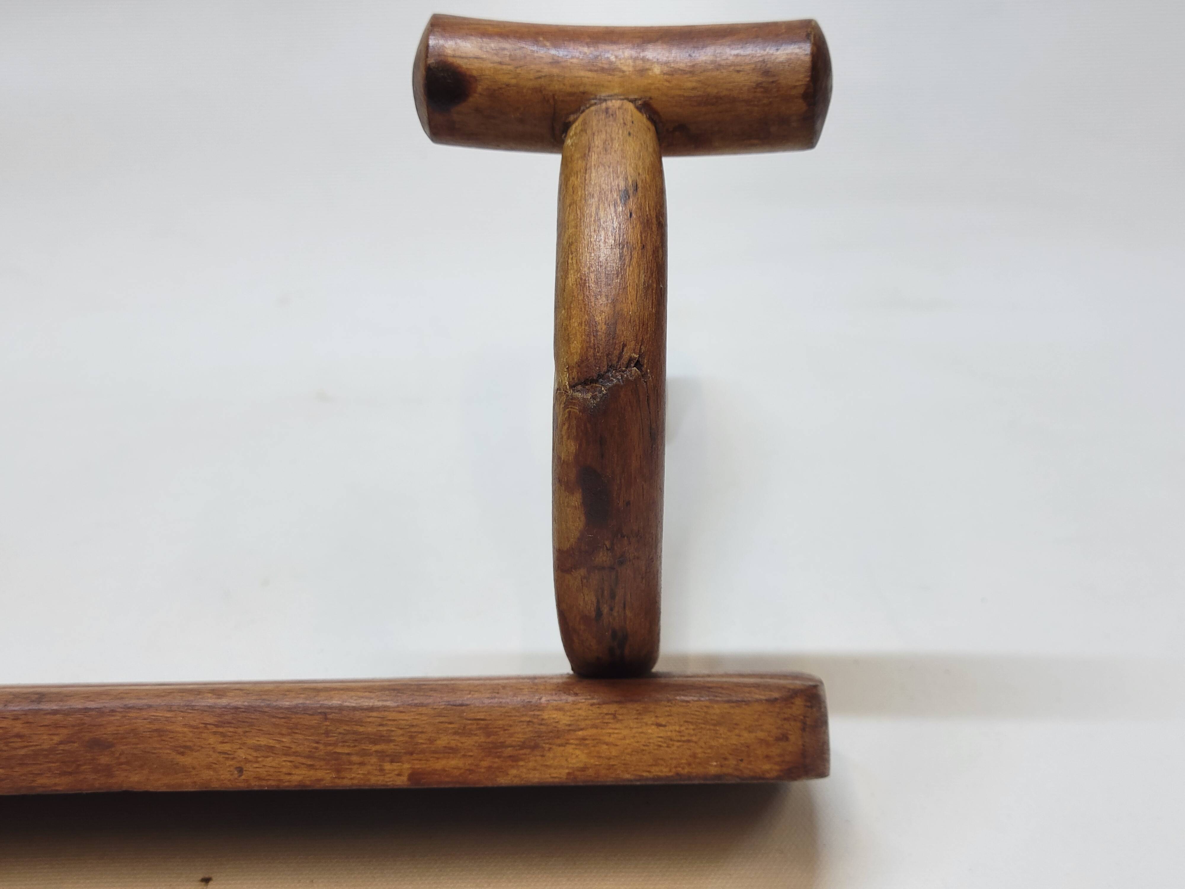 Double Bistro Coat Rack Curved Wooden Hanger Early 20th Century