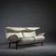 Canapé inclinable vintage Cassina Veranda en cuir crème, années 1980