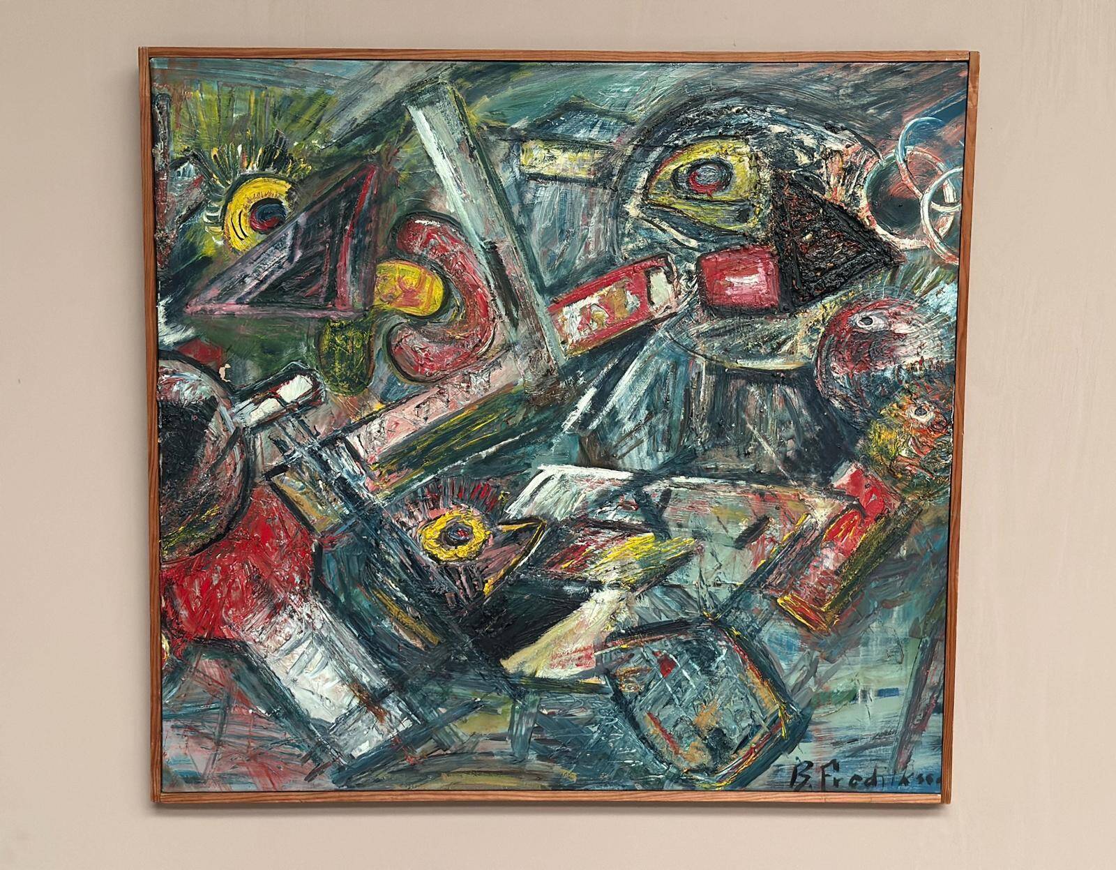 Original Swedish Oil On Canvas – “Composition” By Bengt Fredriksson