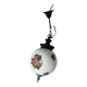 Massive opaline glass pendant light with rose decor, 1970s