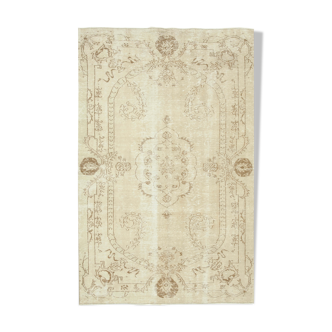 Hand-Knotted Rustic Turkish Beige Carpet 177 cm x 280 cm - 38872