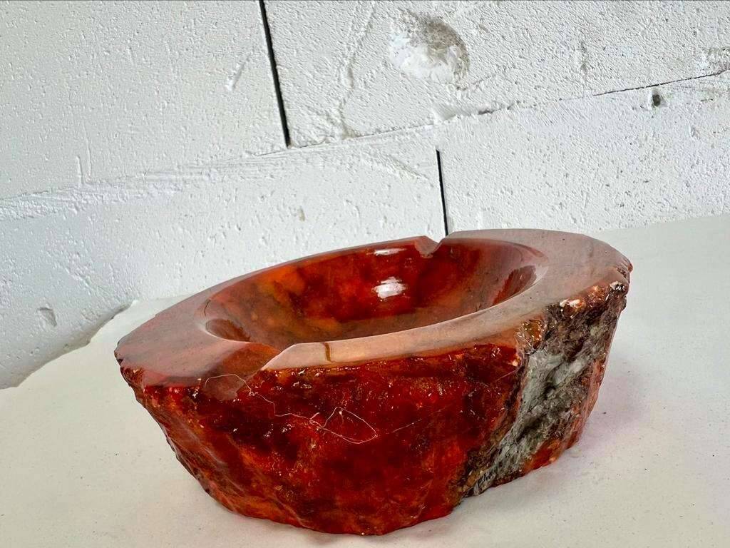 vintage orange alabaster ashtray