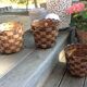 Suite of three cache pots imitation wicker braided by Emsa / vintage 60s-70s
