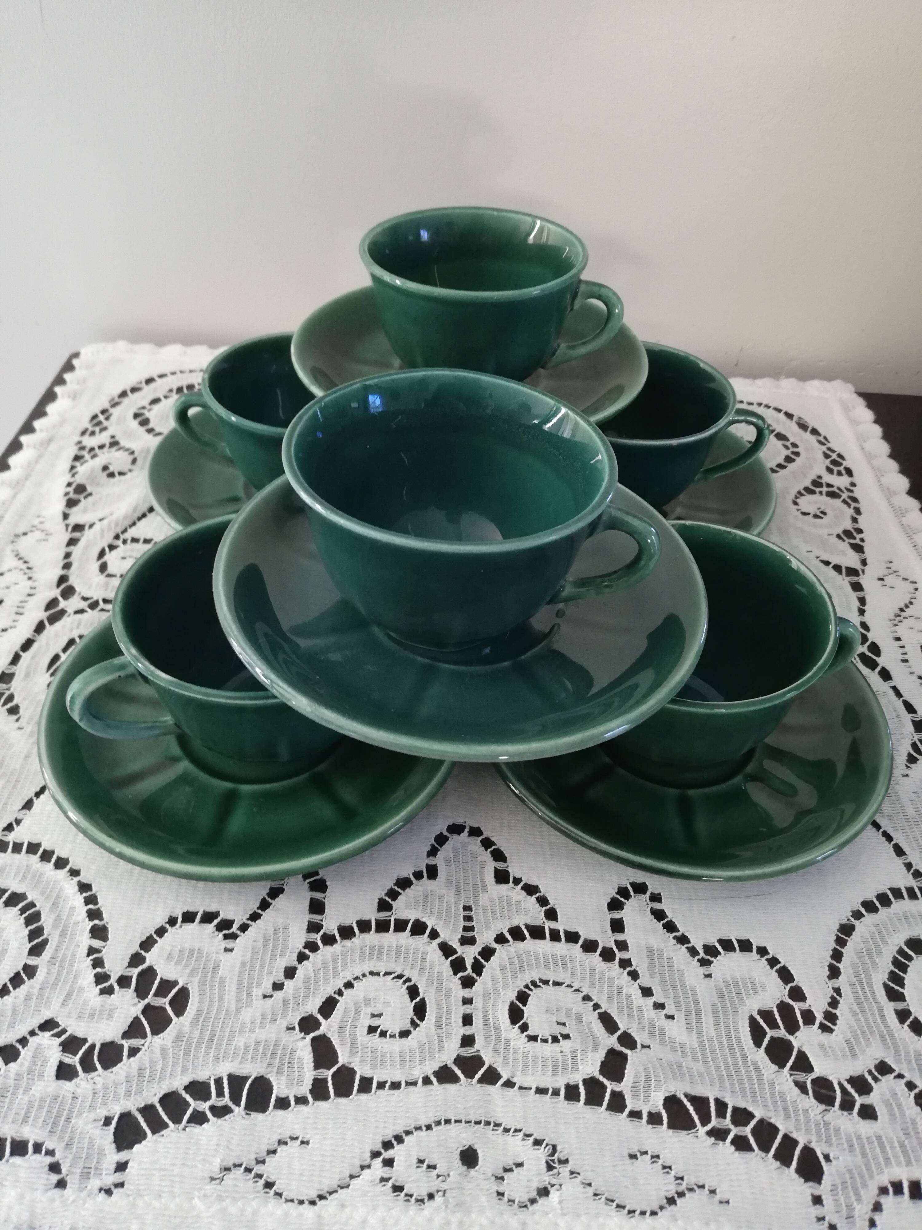 Service of 6 cups and saucers 50s