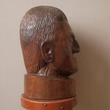 Kanak head wooden sculpture New Caledonia handmade object tribal ethnic marotte face
