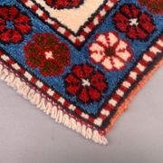 Old turkish kazak rug 129x91 cm vintage tribal carpet, red and blue large