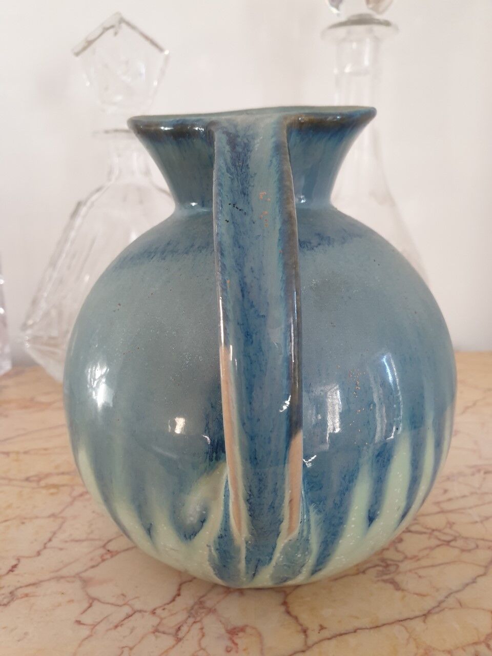 Glazed ceramic pitcher