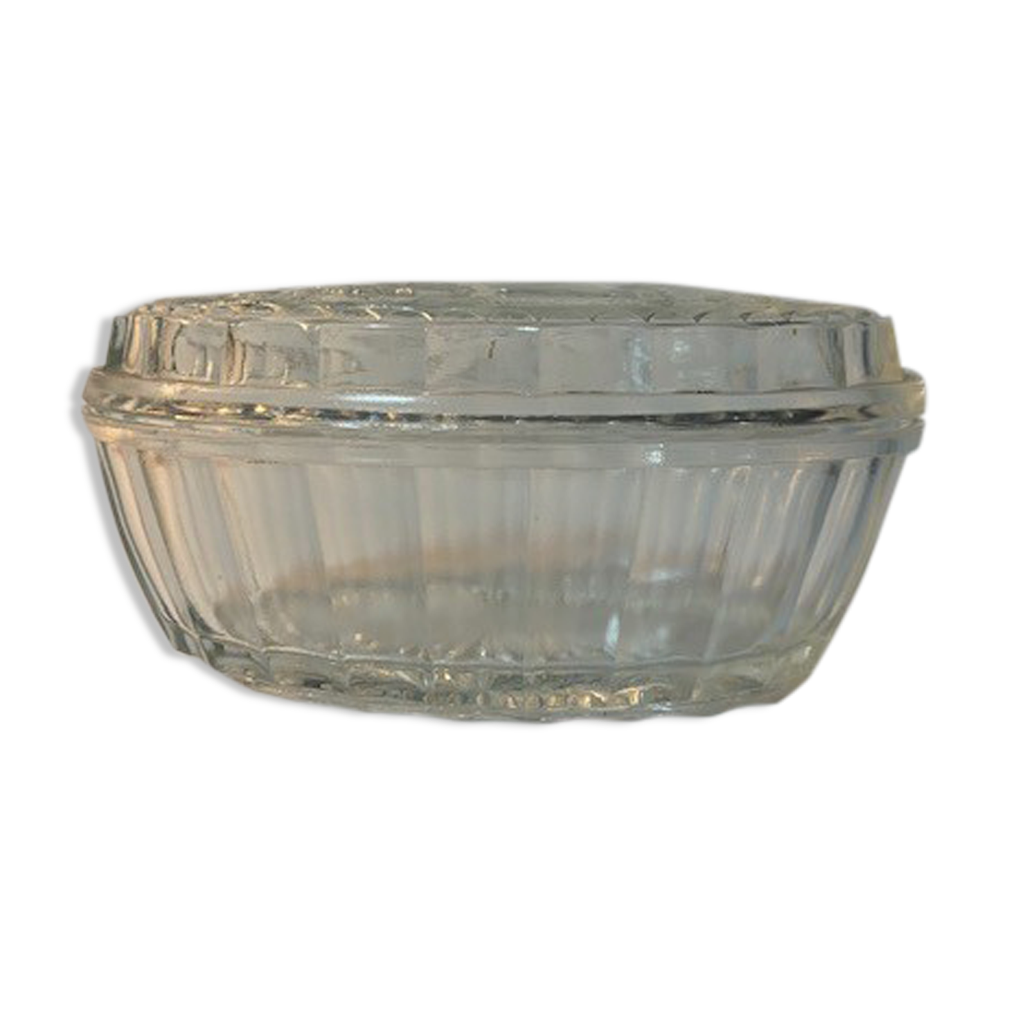 Chiseled glass butter tray