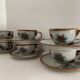6 ceramic cups Ken Edwards, Tonala, Mexico, with sub cups and sugar
