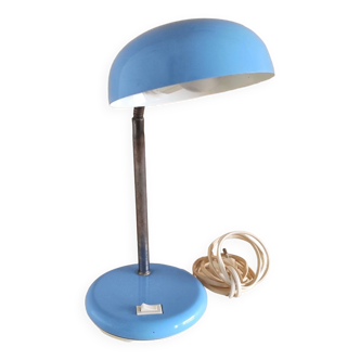 Sky blue steel desk lamp from the 60s