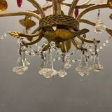 Lustre italien en verre de Murano doré doré en or florentin
