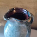 Blue crackle glaze stoneware pitcher