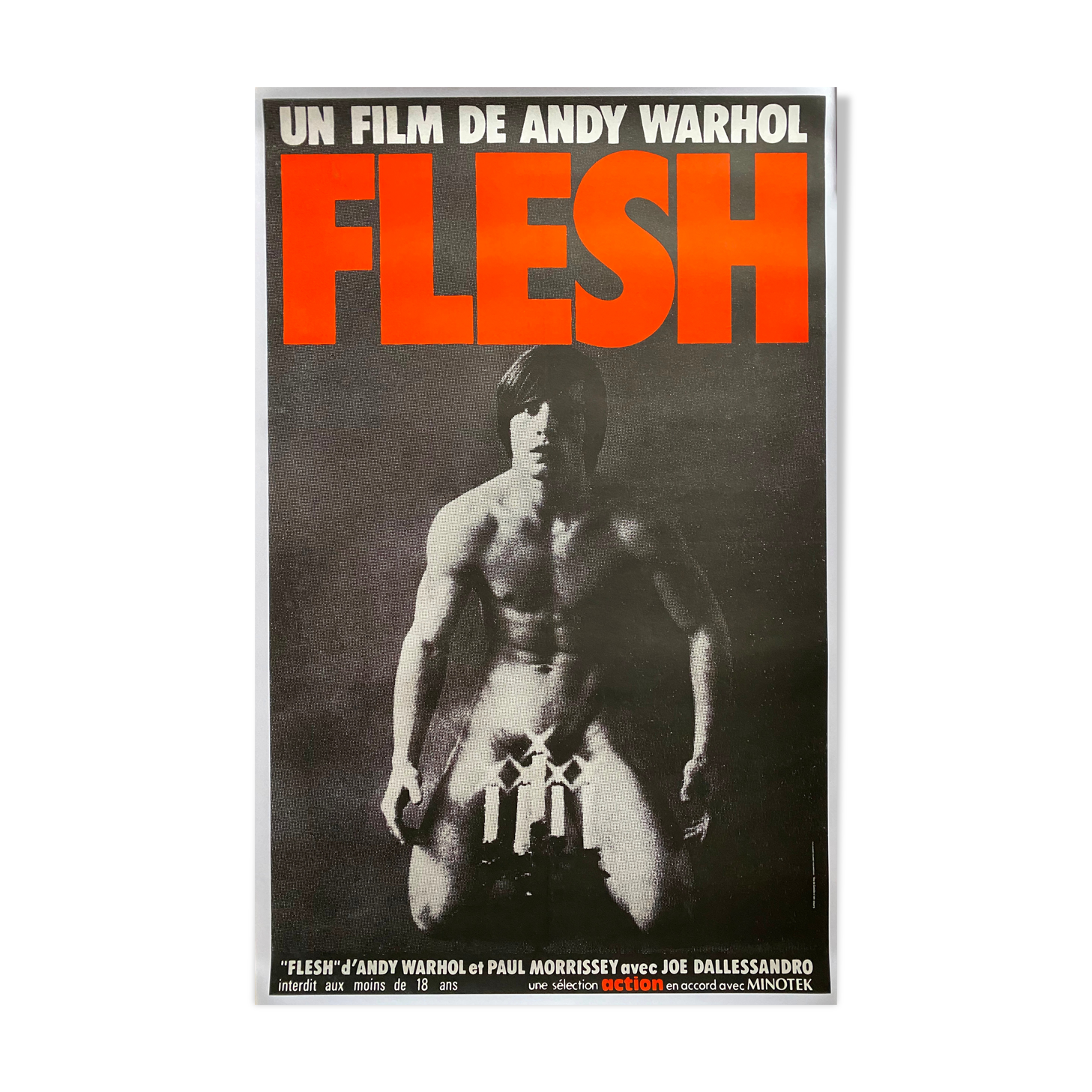 Movie poster "Flesh" Andy Warhol, Joe Dallesandro 74x117cm 1970