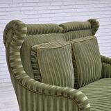 1950s, Danish 2-seater sofa, green furniture velour, beech wood.