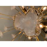 Lustre fleurs blanches murano verre spoutnik ovale en or