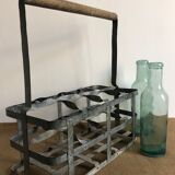8-hole bottle holder, zinc and wood
