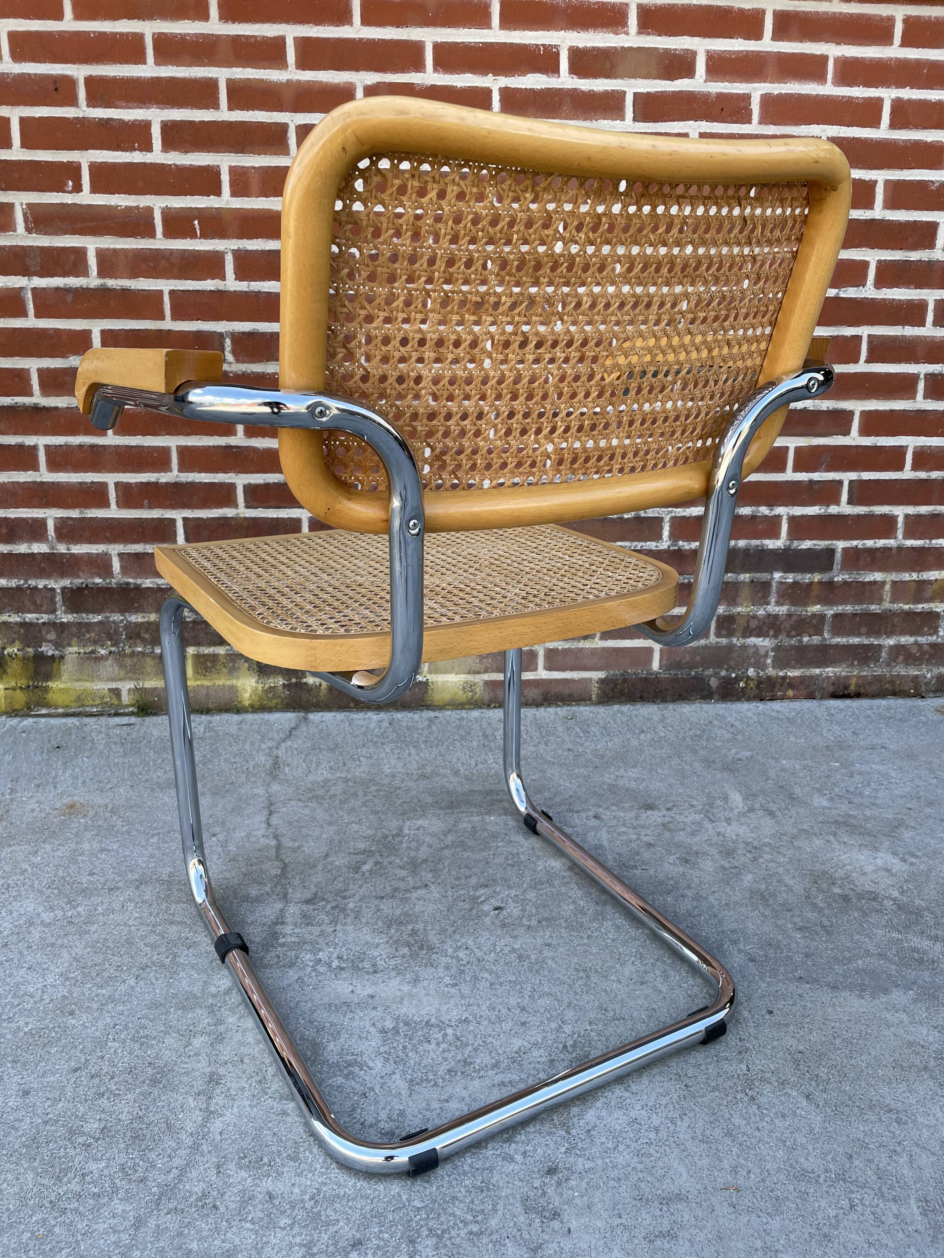 Cesca model design chair with armrests chrome version