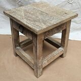 Small teak stool with 1 drawer