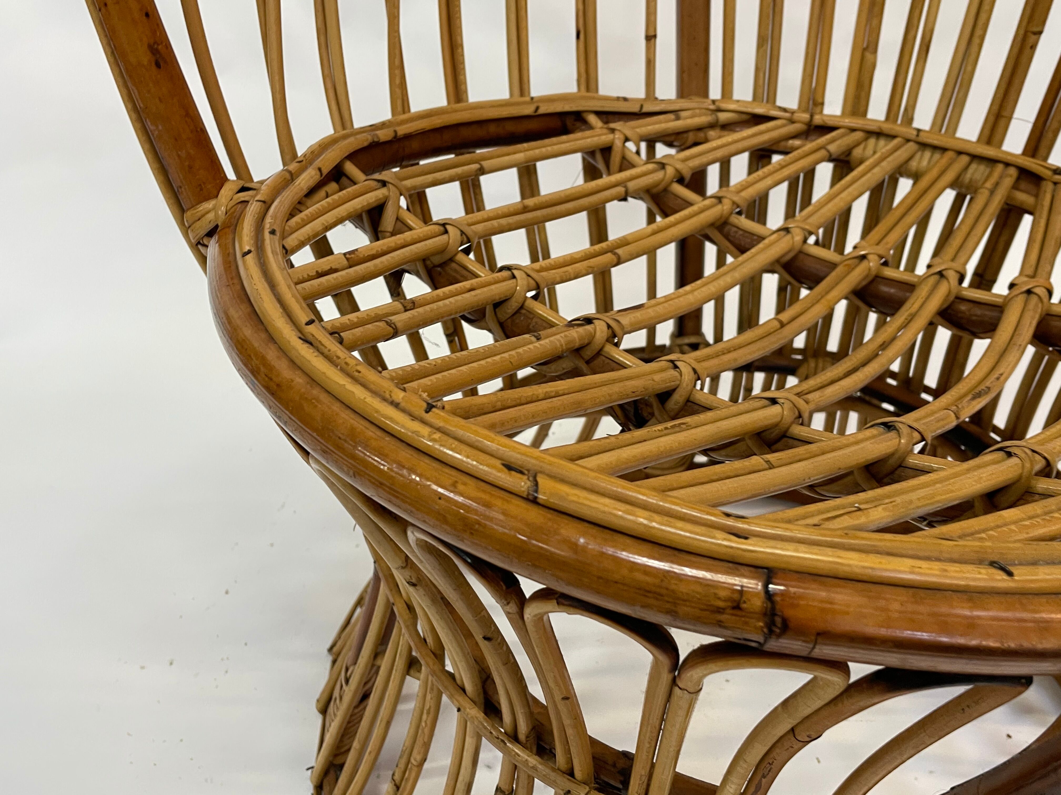 Set of two mid century rattan armchairs by bonacina 1950 design