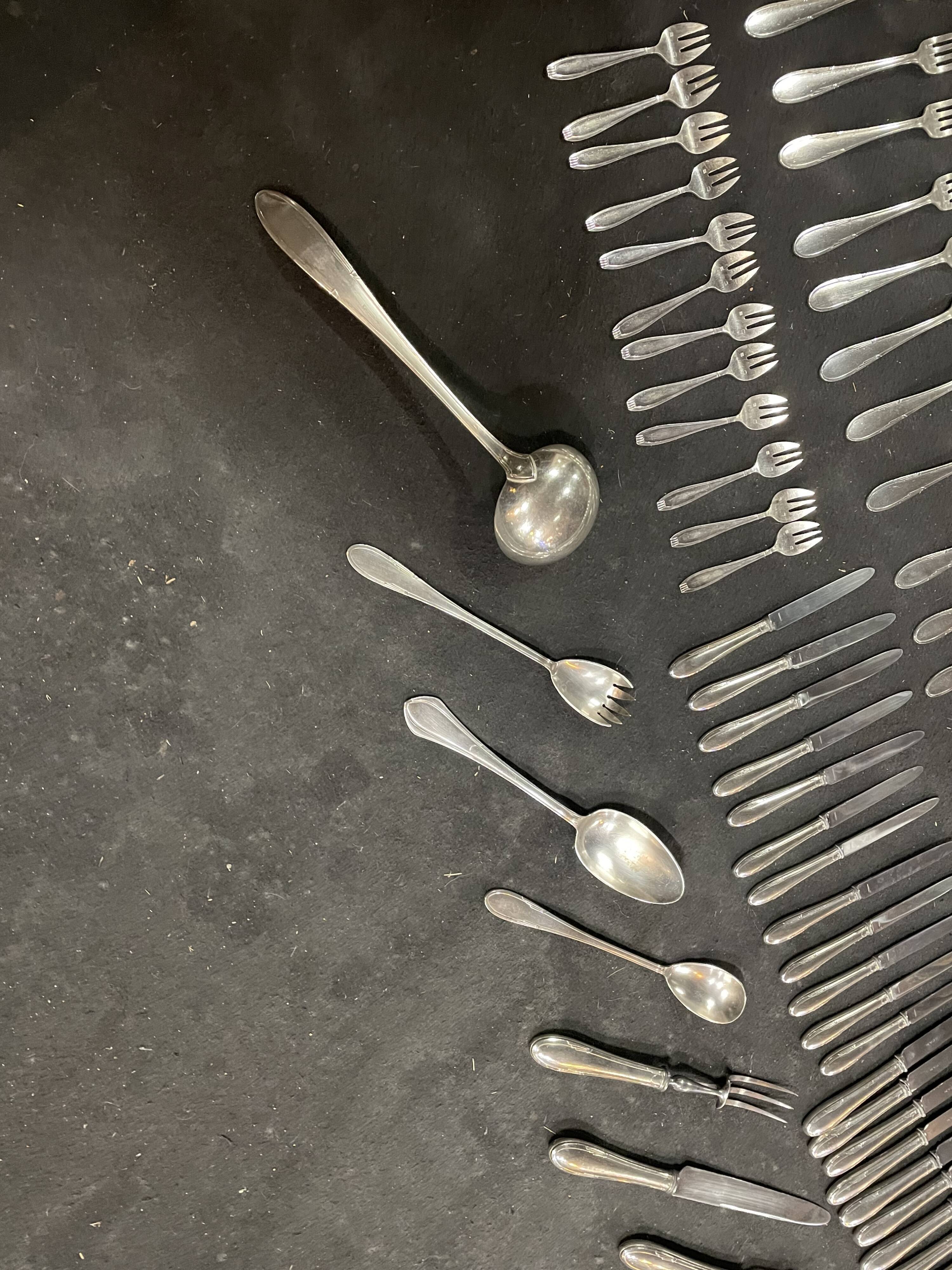Art Deco menagere in silver metal