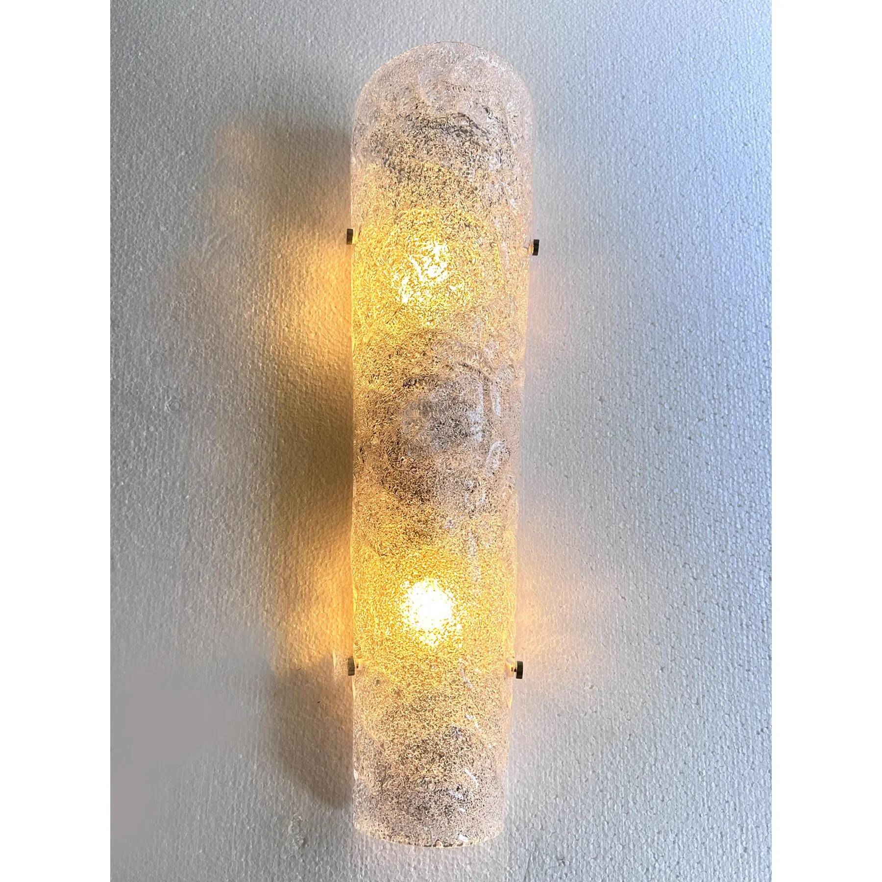Contemporary Hammered Transparent "Graniglia" Murano Glass Wall Sconces-Set