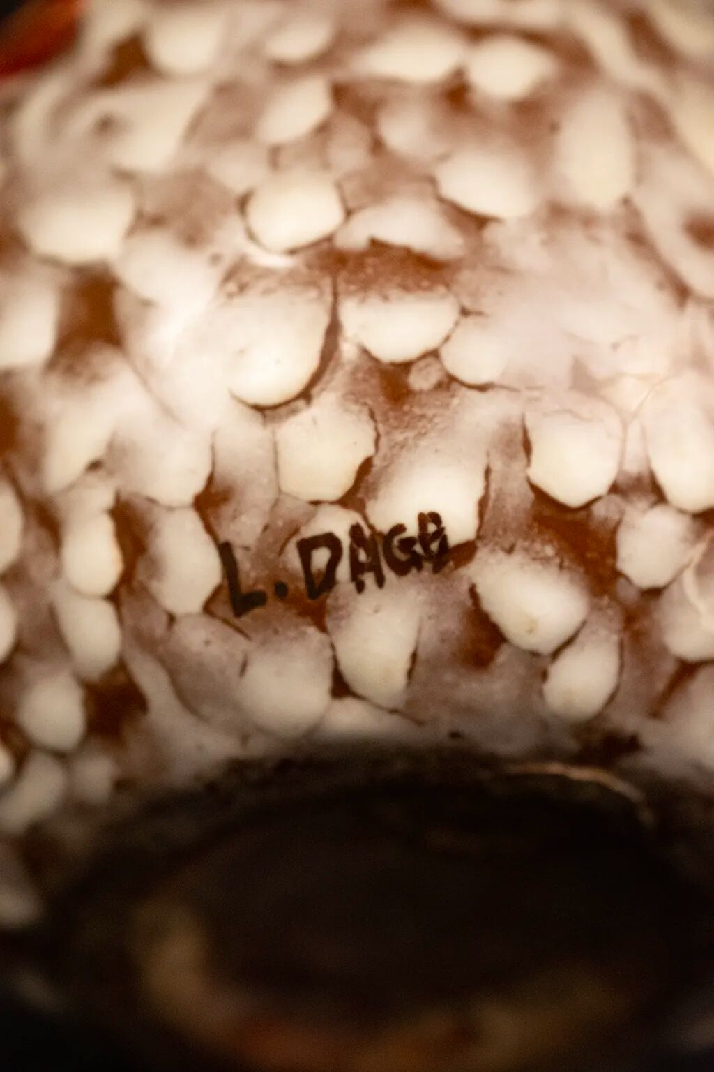 Red glazed stoneware candy dish by Louis Dage - circa 1920 - H 15 cm