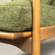 Fauteuil scandinave – revêtement vert, bois de hêtre, vintage