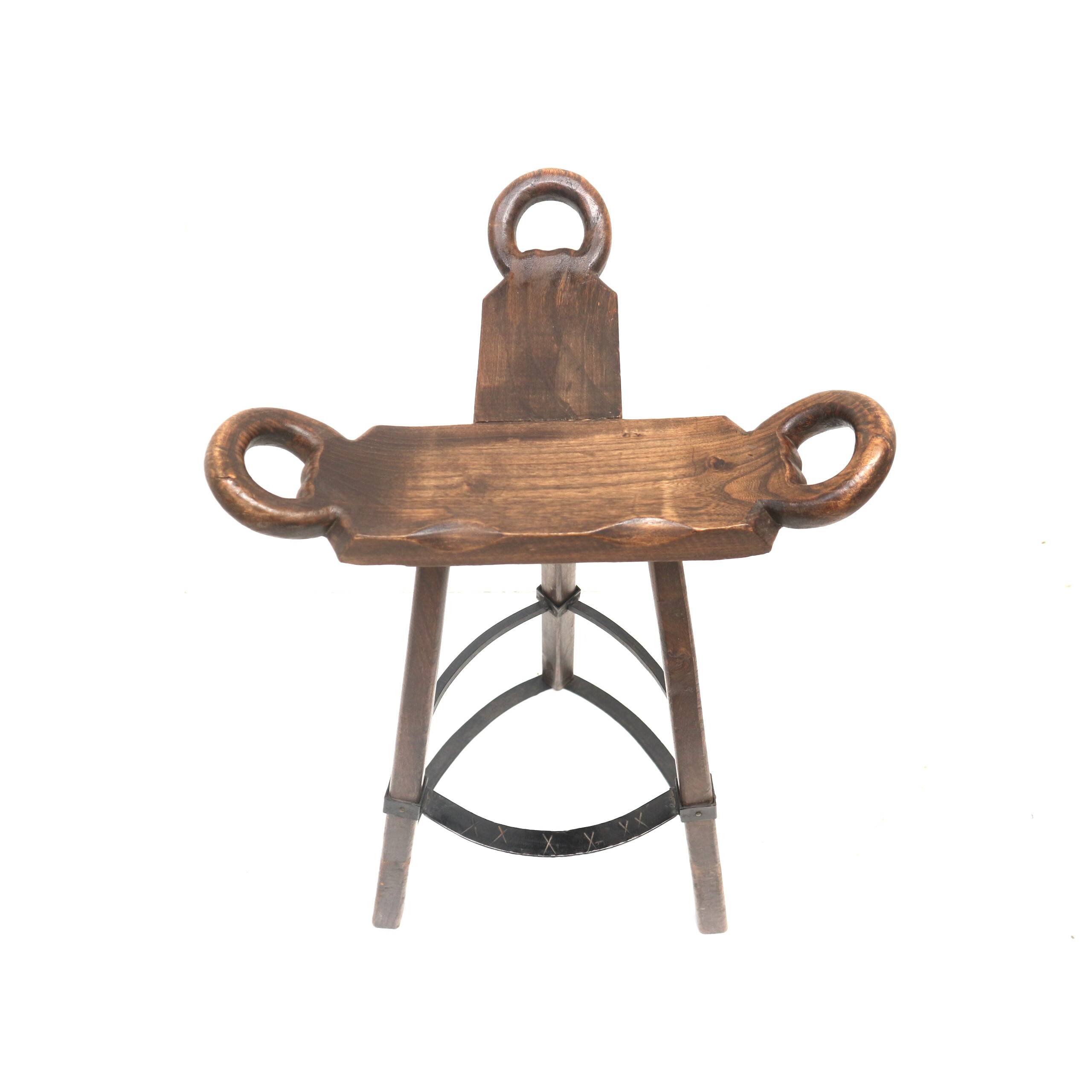 5x Vintage Spanish Brutalist 'Marbella' stool by Confonorm from the 70s