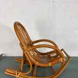 Vintage doll rocking chair in rattan
