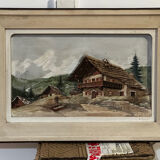 Alpine Table from the 1950s, carved and painted wood, signed by Francois Raugel - 4