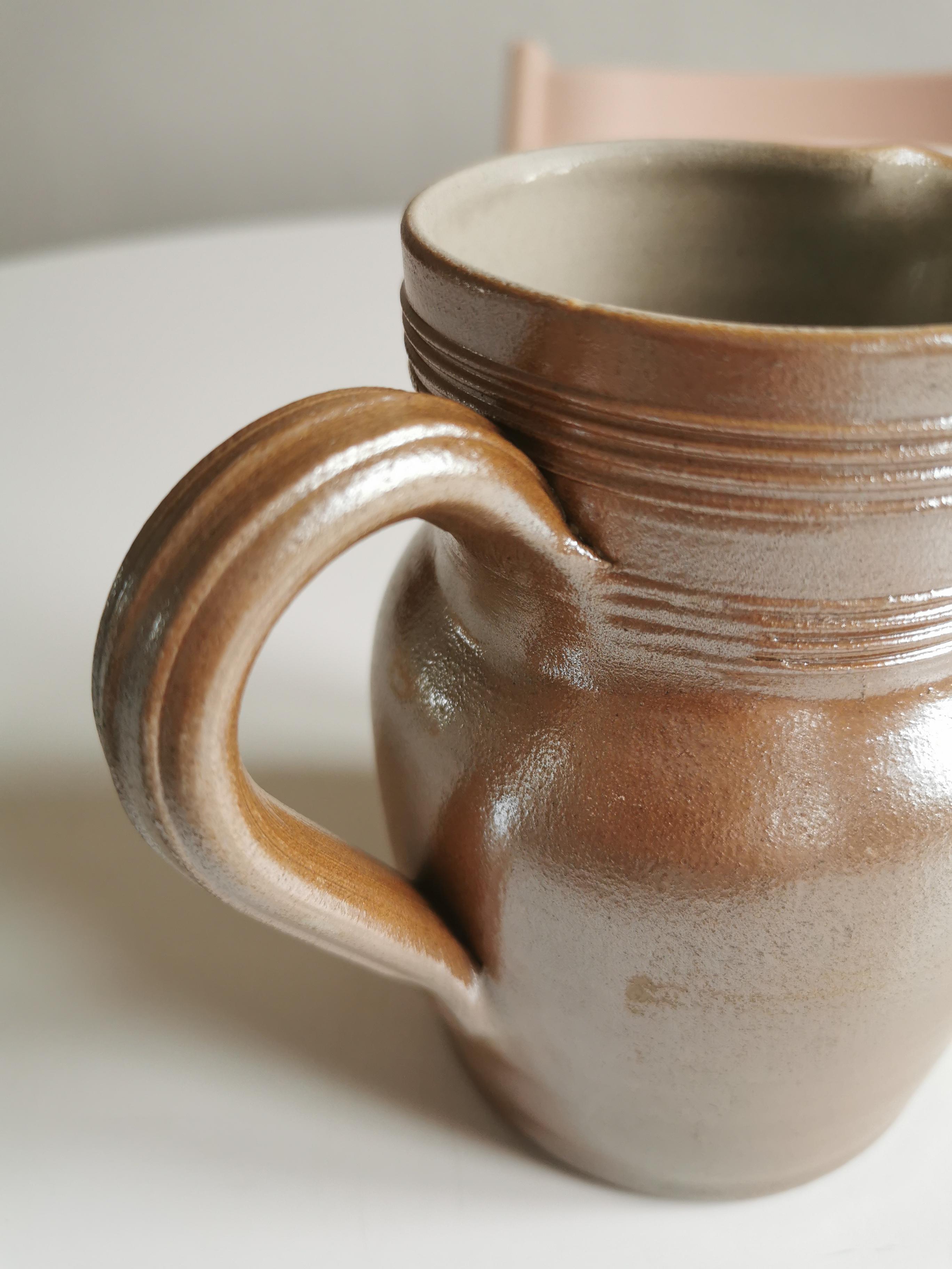 Handcrafted handcrafted brown vintage Berry sandstone pitcher