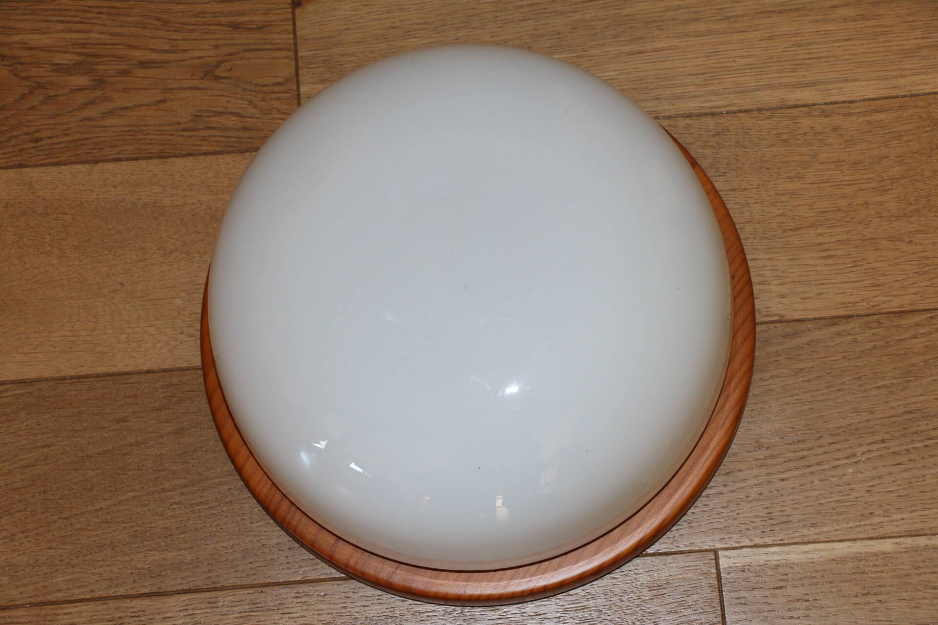 Wood and opaline wall/ceiling light