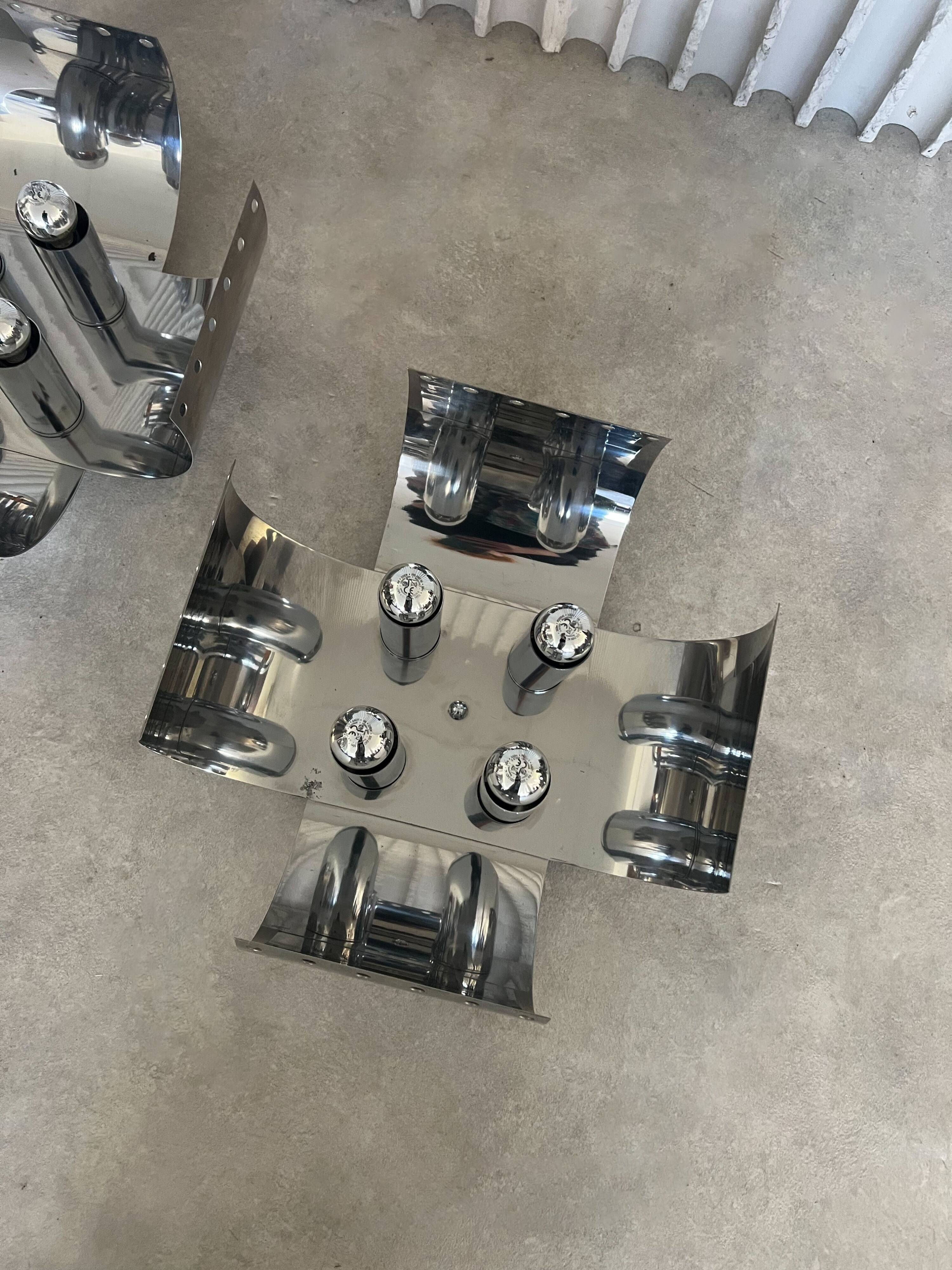 Set of rare chrome table lamps by Goffredo Reggiani