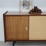 4-door sideboard in light beige and German wood from the 60s