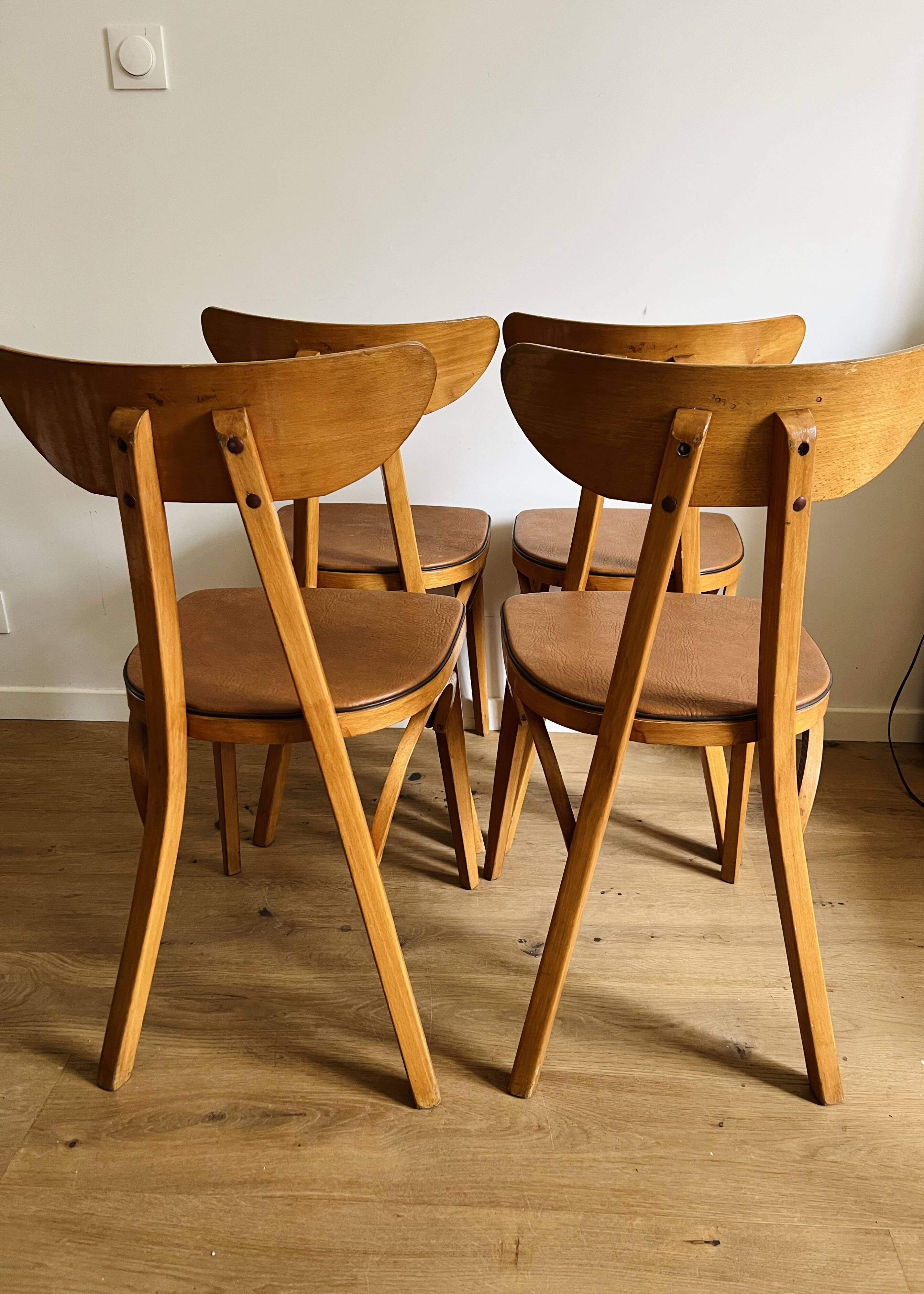 4 chaises « Banane » estampillées Luterma
