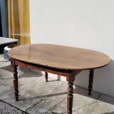 Oval Burgundy Farm Table in solid oak 19th