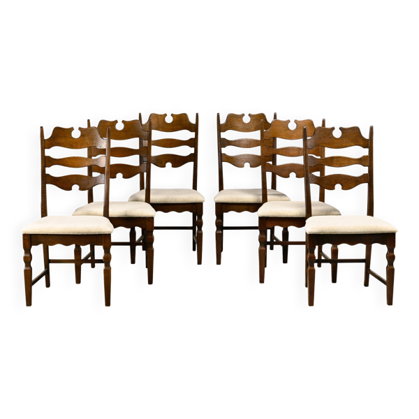 Henning Kjærnulf ensemble vintage de chaises de salle à manger Razorblade à dossier haut, Danemark