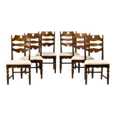 Henning Kjærnulf vintage set Razorblade Dining Chairs High Back, Denmark