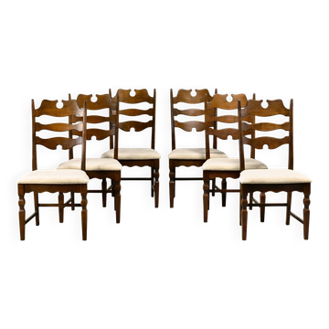 Henning Kjærnulf ensemble vintage de chaises de salle à manger Razorblade à dossier haut, Danemark