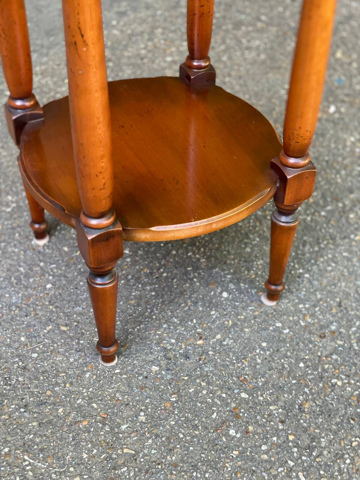 Vintage Louis XVI round solid wood side table 1970