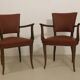 Pair of vintage bridge armchairs year 60 in imitation rust leather.