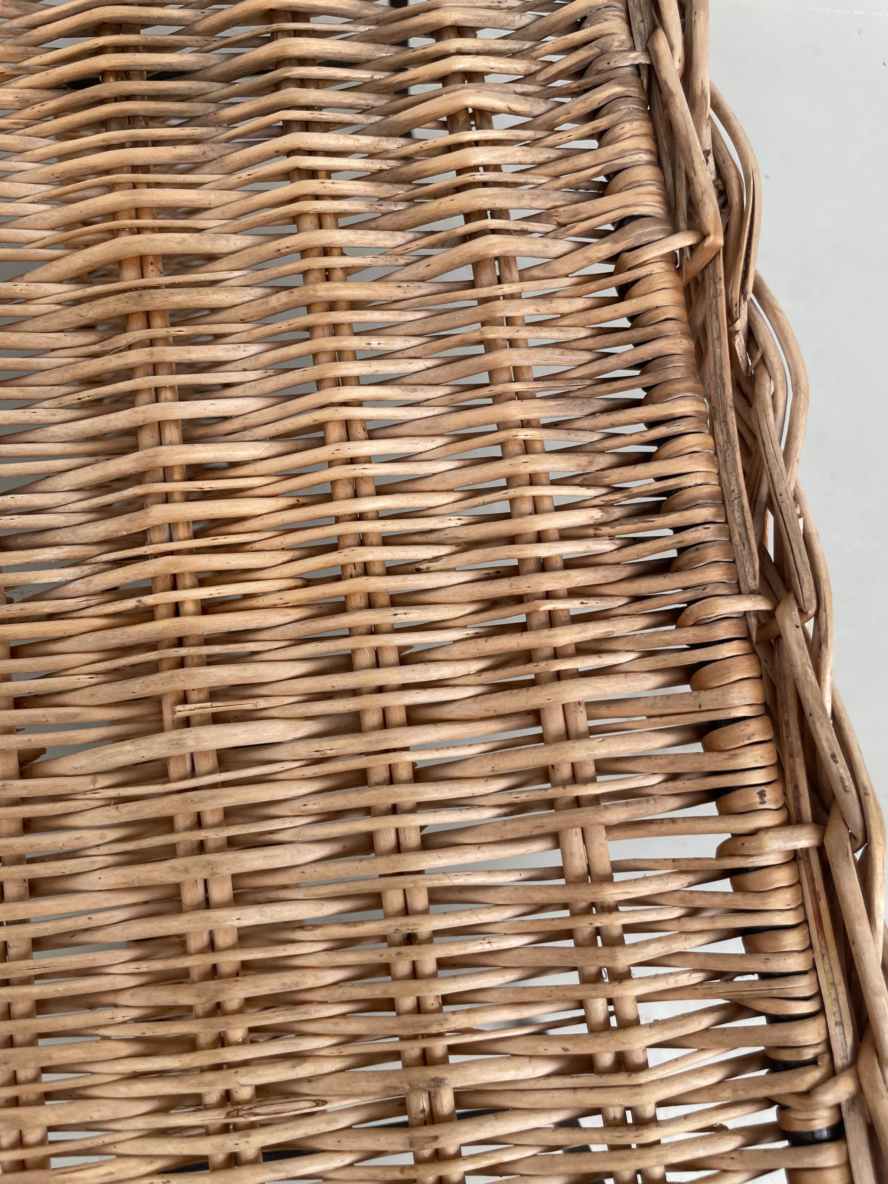 Woven wicker and metal coffee table 1960